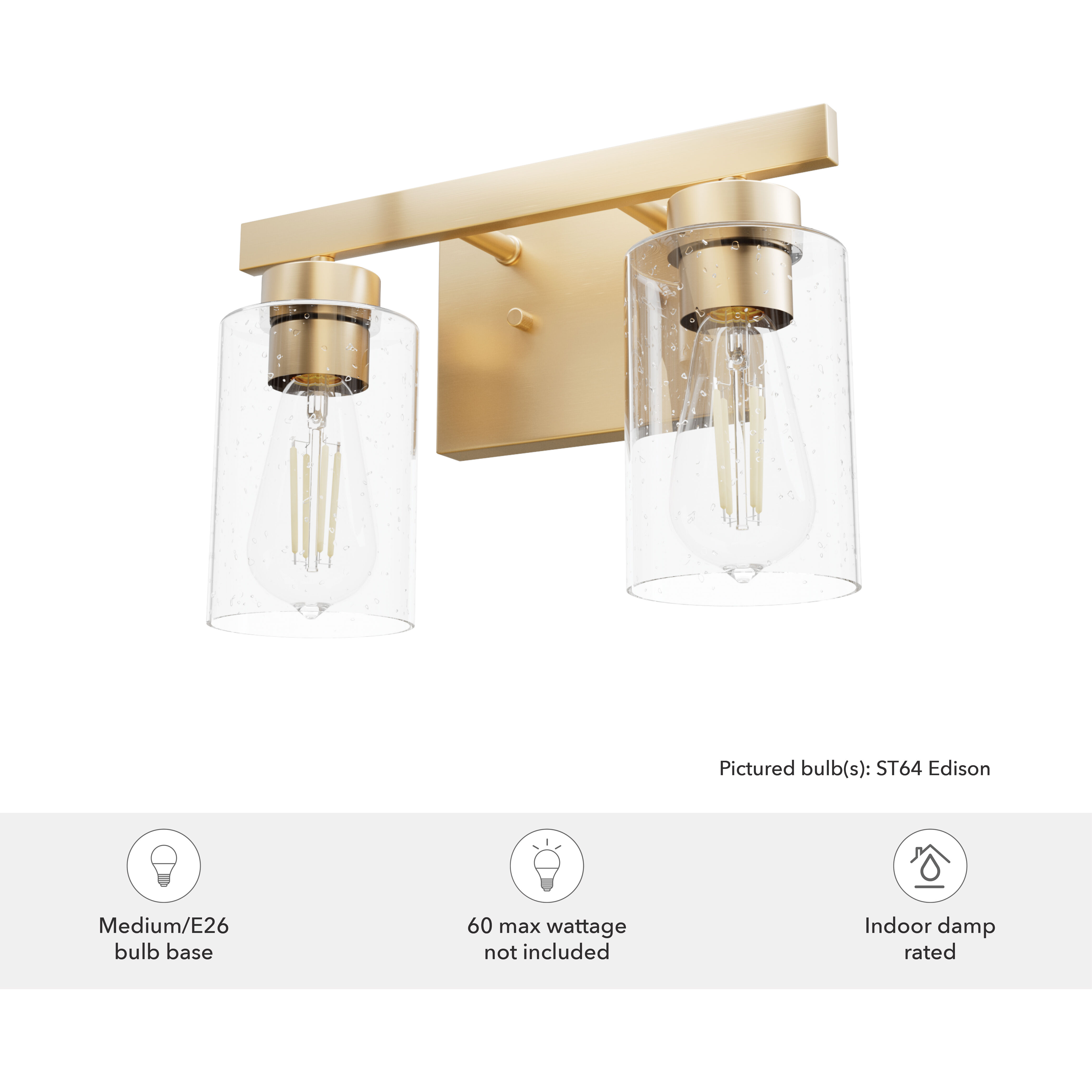 Hartland 2 Light 13 inch Alturas Gold Vanity Light Wall Light, Medium