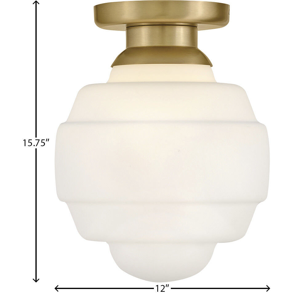 Penny 1 Light 12 inch Lacquered Brass Flush Mount Ceiling Light, Small