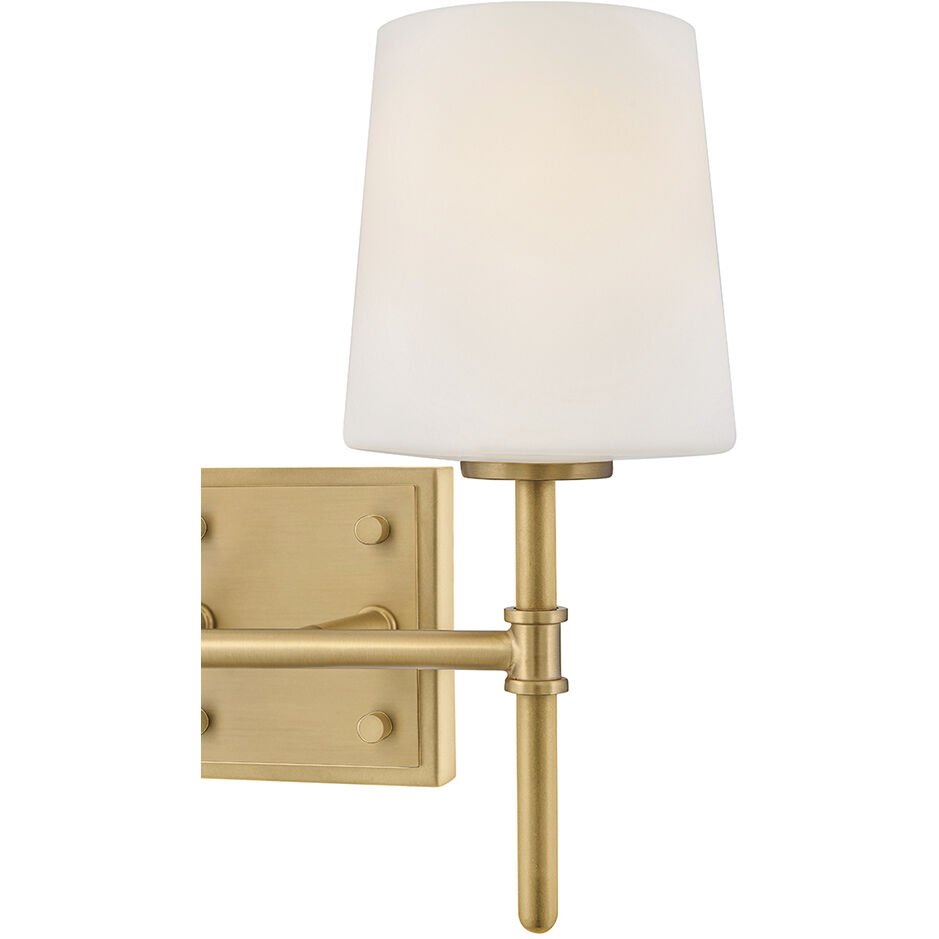 Saunders 2 Light 13.75 inch Lacquered Brass Bath Light Wall Light