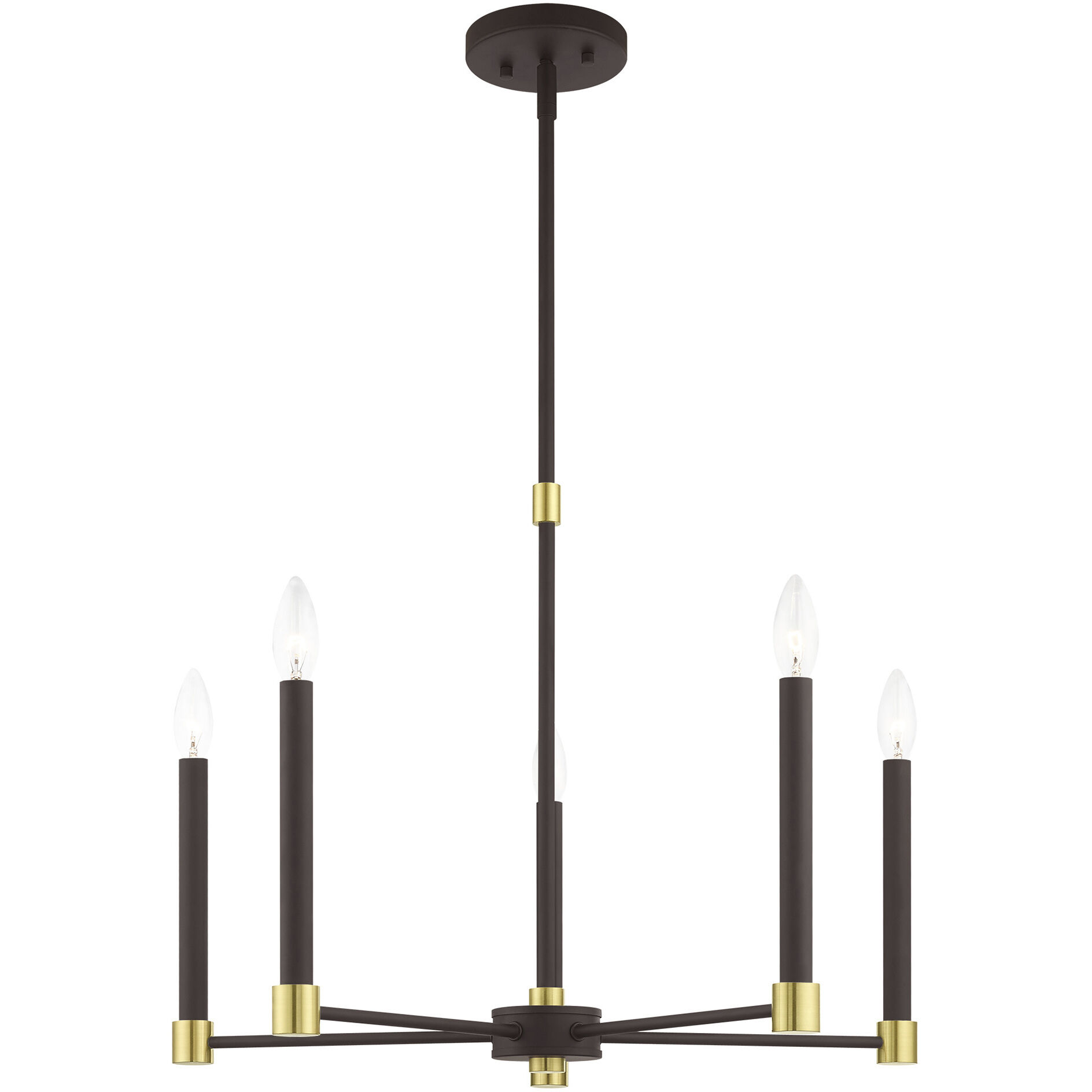 Karlstad 5 Light 24 inch Bronze with Satin Brass Accents Chandelier Ceiling Light