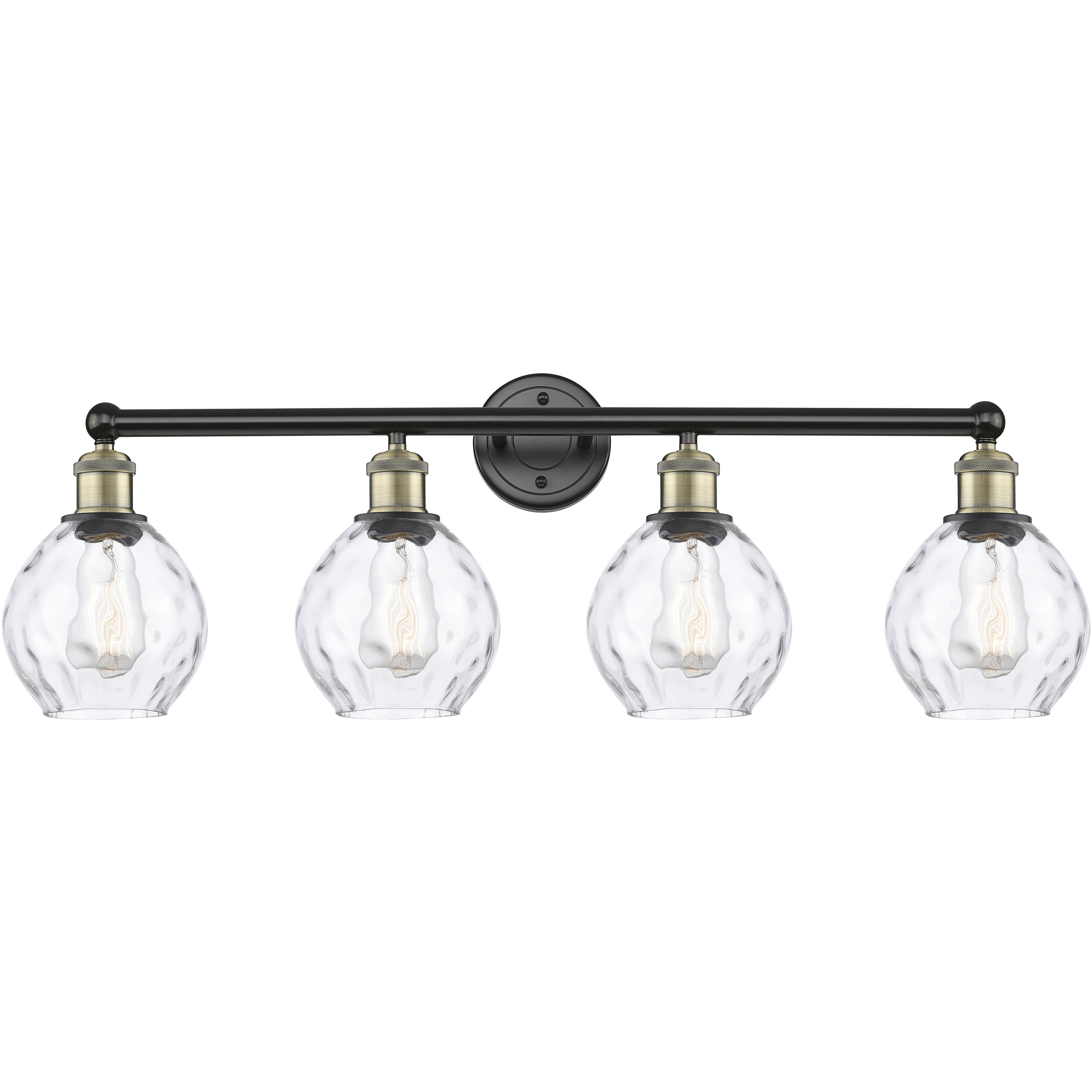 Waverly 4 Light 33 inch Black Antique Brass Bath Vanity Light Wall Light
