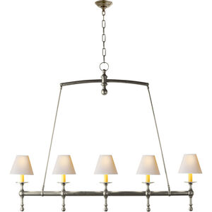 Chapman & Myers Classic2 5 Light 45.25 inch Antique Nickel Linear Chandelier Ceiling Light in Natural Paper