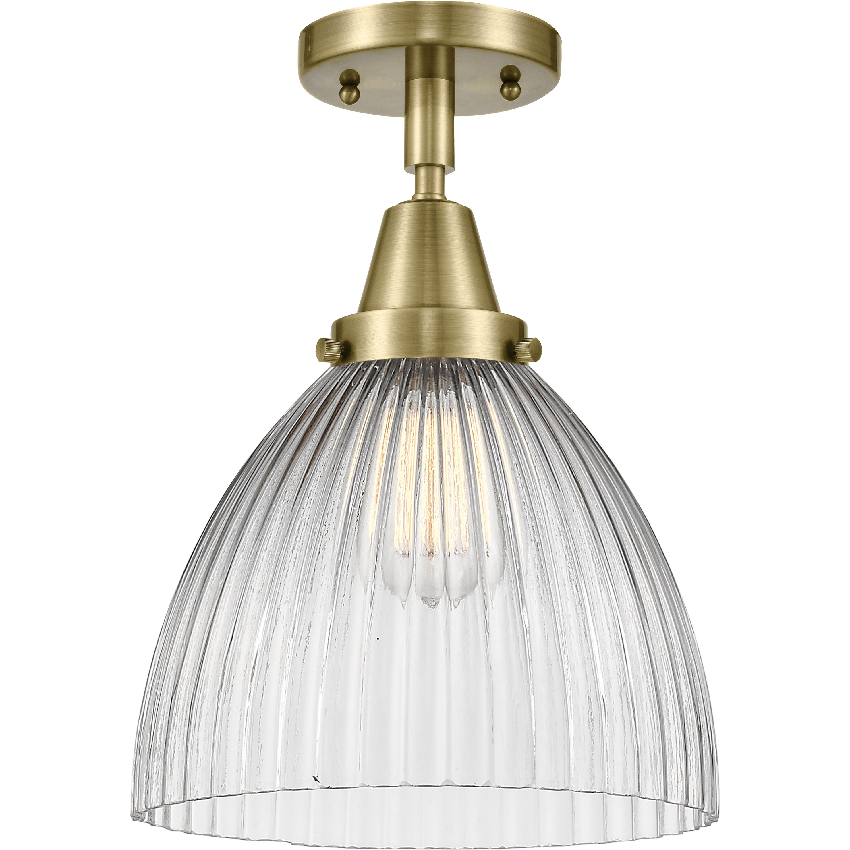 Franklin Restoration Seneca Falls LED 9.5 inch Antique Brass Flush Mount Ceiling Light