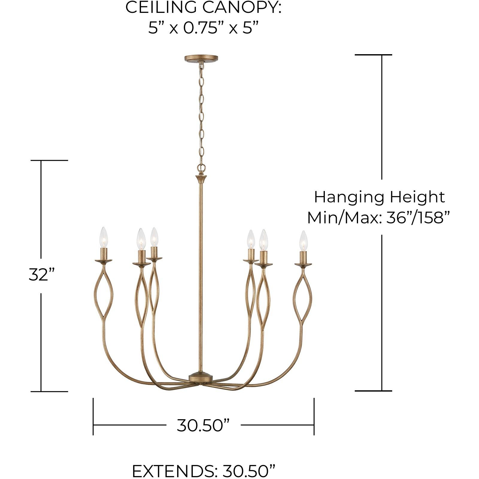 Cohen 6 Light 30.5 inch Mystic Luster Chandelier Ceiling Light