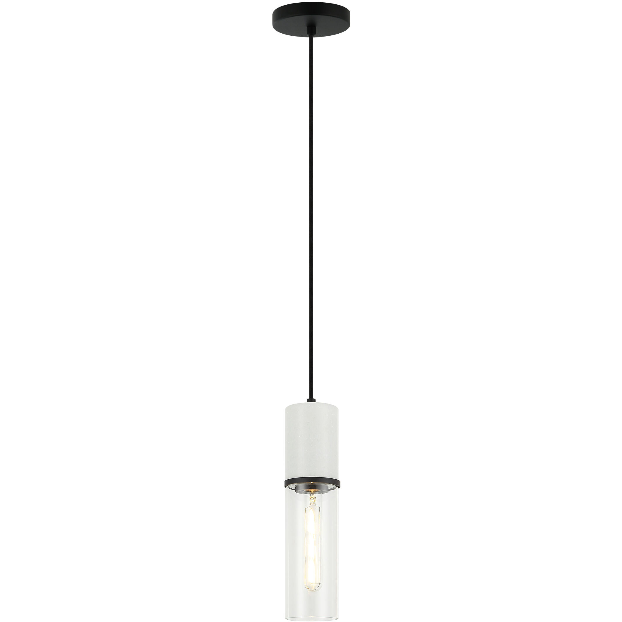 Marmor 1 Light 3.38 inch Matte Black and White Marble Pendant Ceiling Light