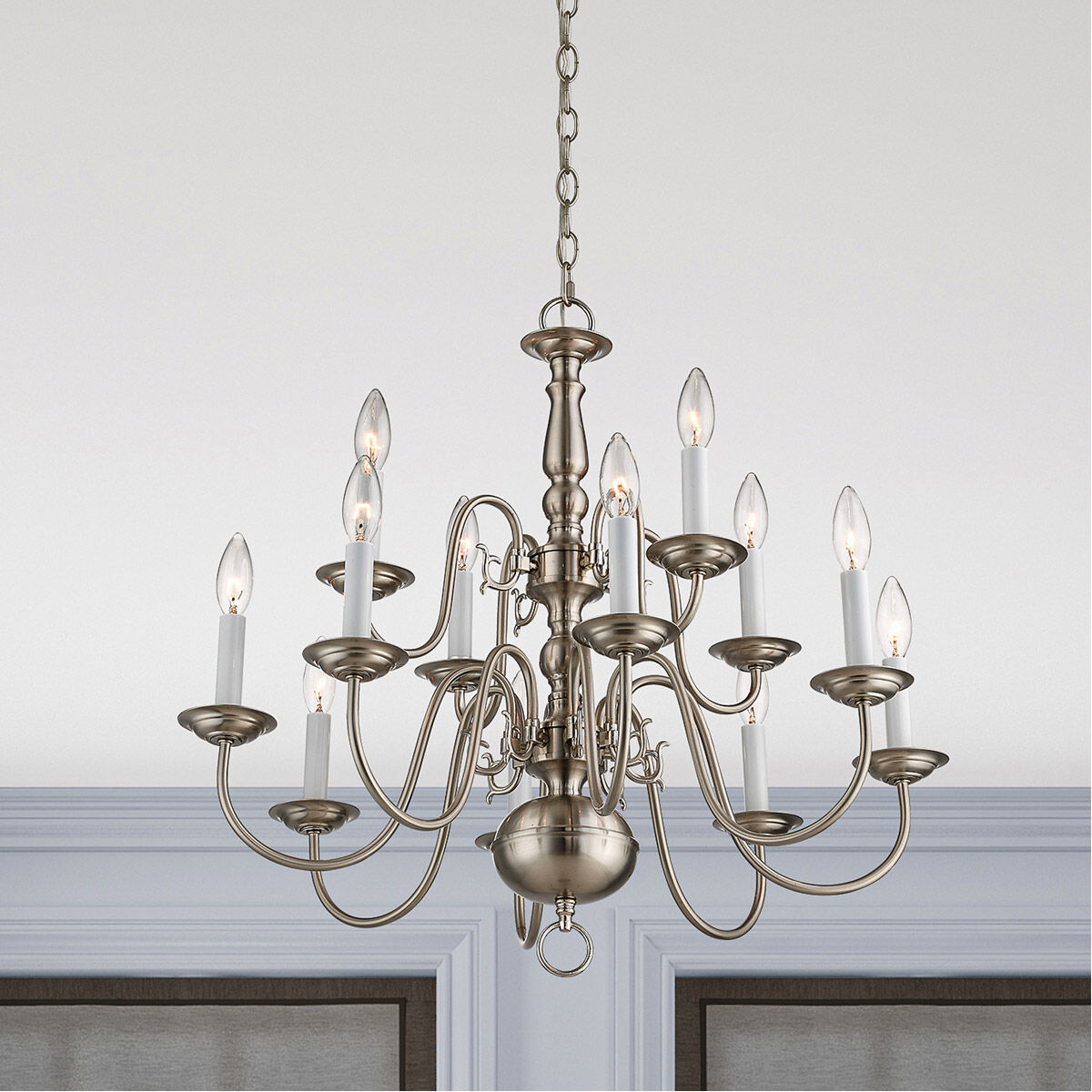 Williamsburgh 12 Light 26 inch Brushed Nickel Chandelier Ceiling Light