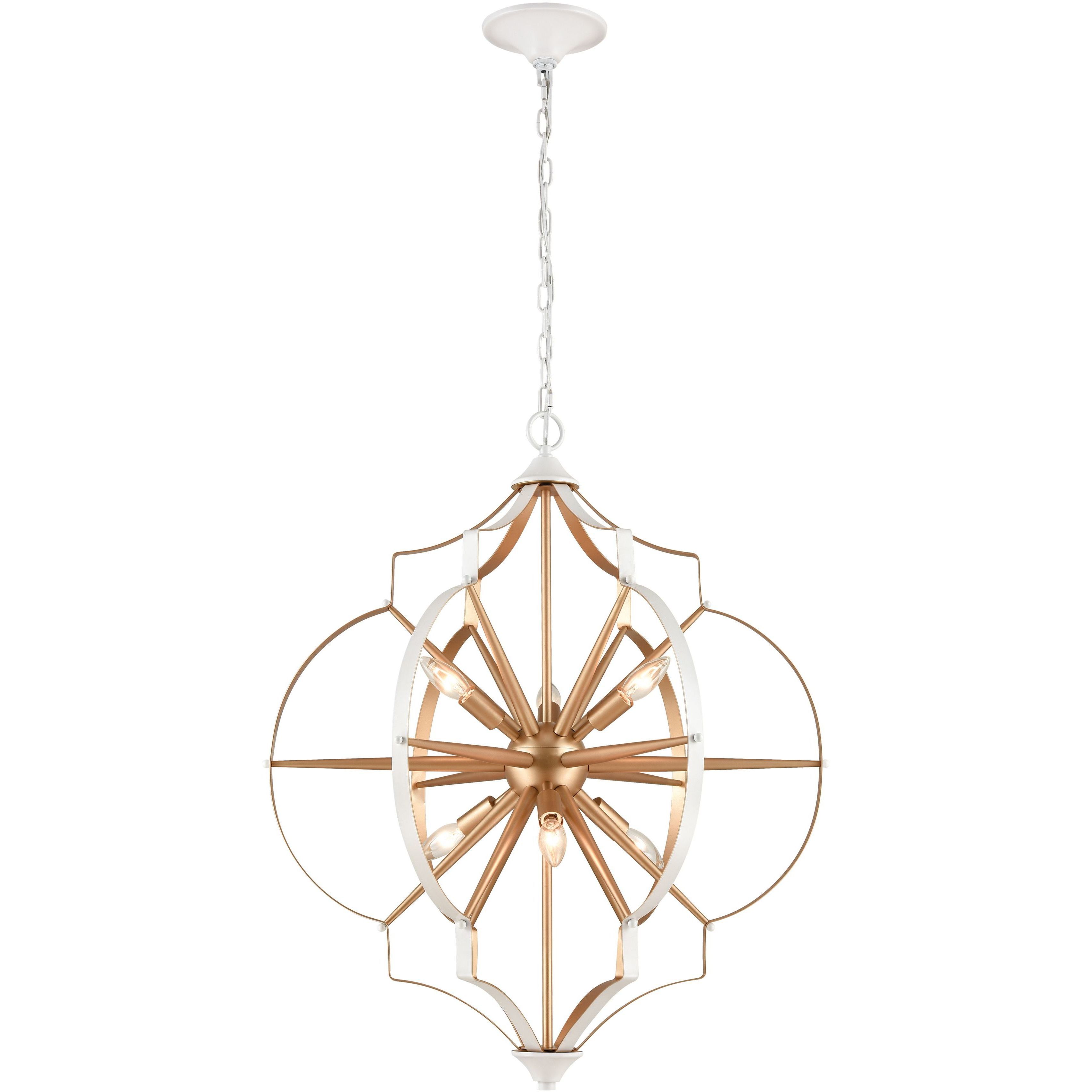 Laguna Beach 6 Light 26 inch Gold with White Chandelier Ceiling Light