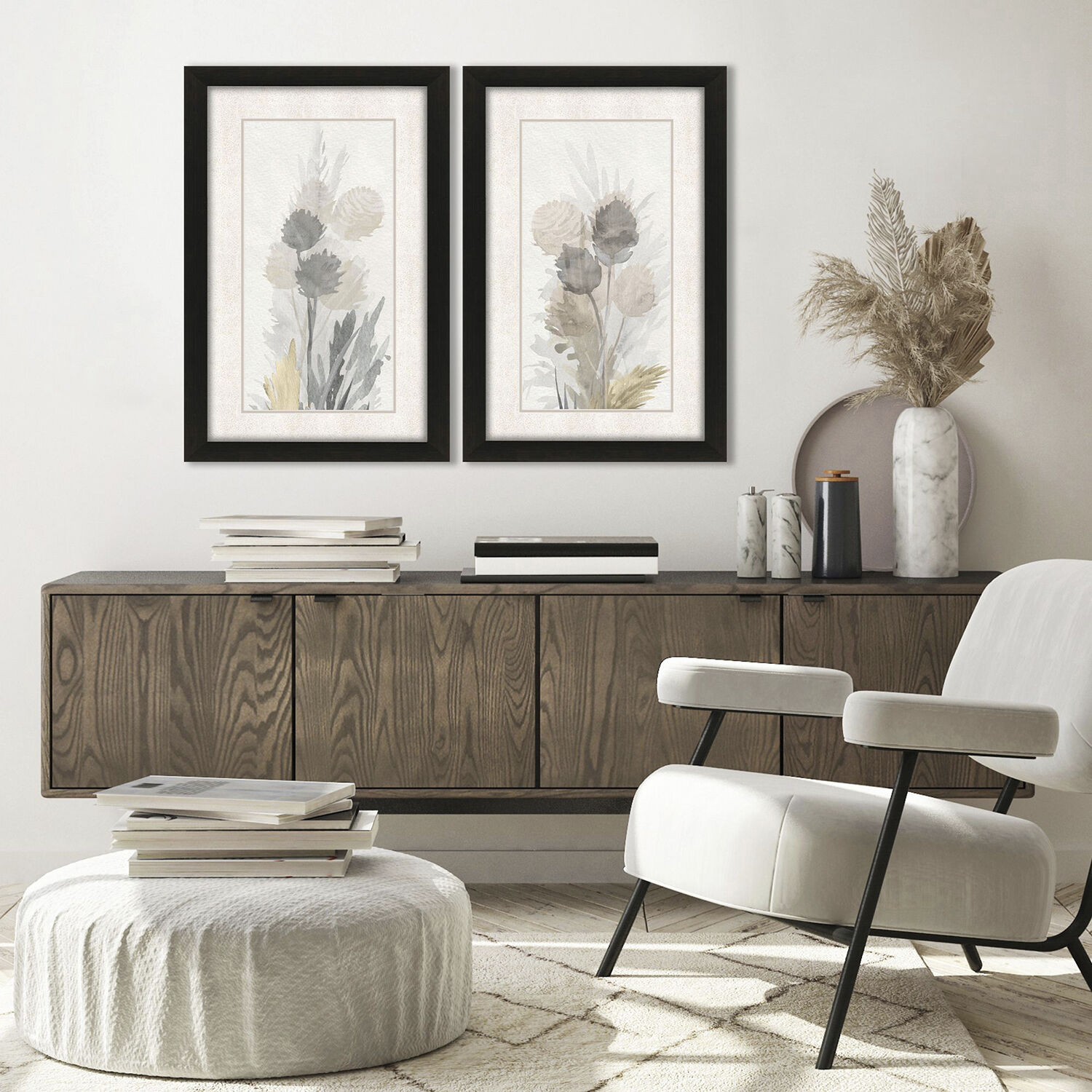 Cattail Road Gray and Neutral and Multi and Pink Framed Art, Propac