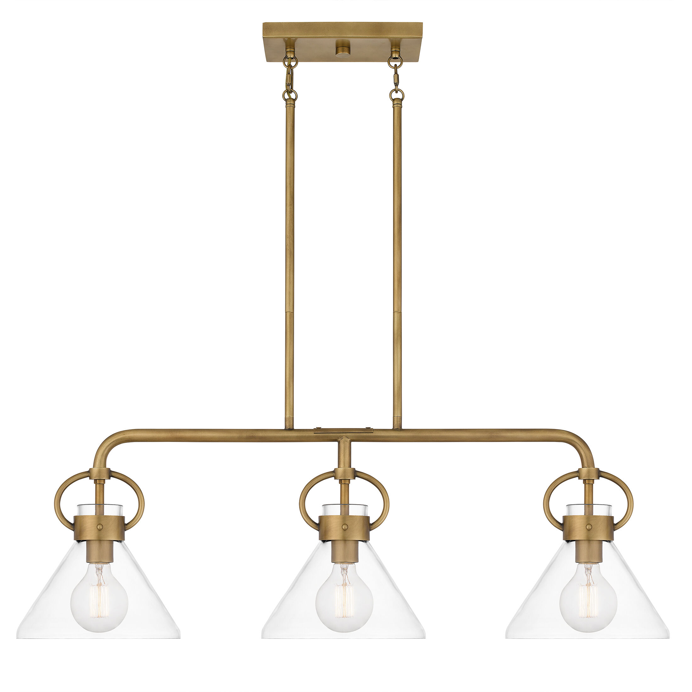 Webster 3 Light 36 inch Weathered Brass Island Light Ceiling Light