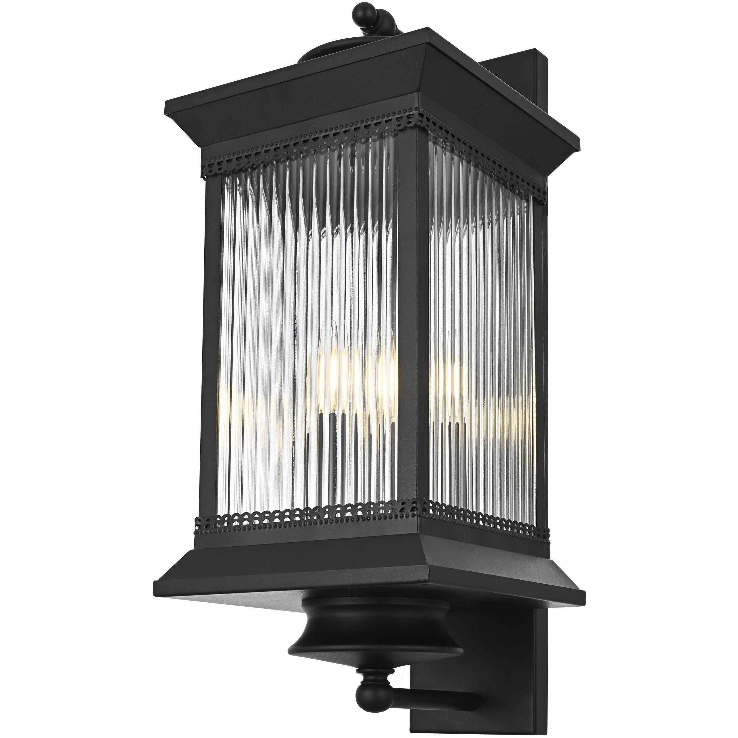 Collins 3 Light 23.5 inch Black Outdoor Wall Sconce