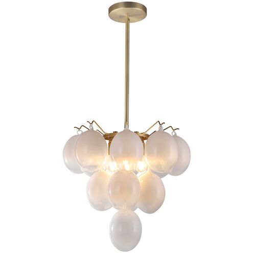 Globo LED 18 inch Brass Chandelier Ceiling Light in Milky White