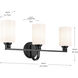 Gioe 3 Light 24.25 inch Black Vanity Light Wall Light