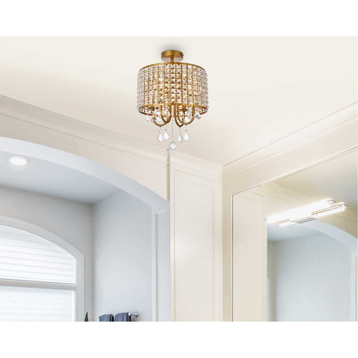 Elise 4 Light 14 inch Brass Flush Mount Ceiling Light
