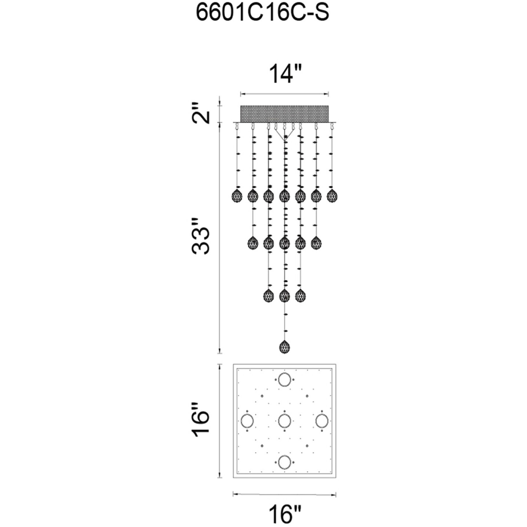 Square 5 Light 16 inch Chrome Flush Mount Ceiling Light