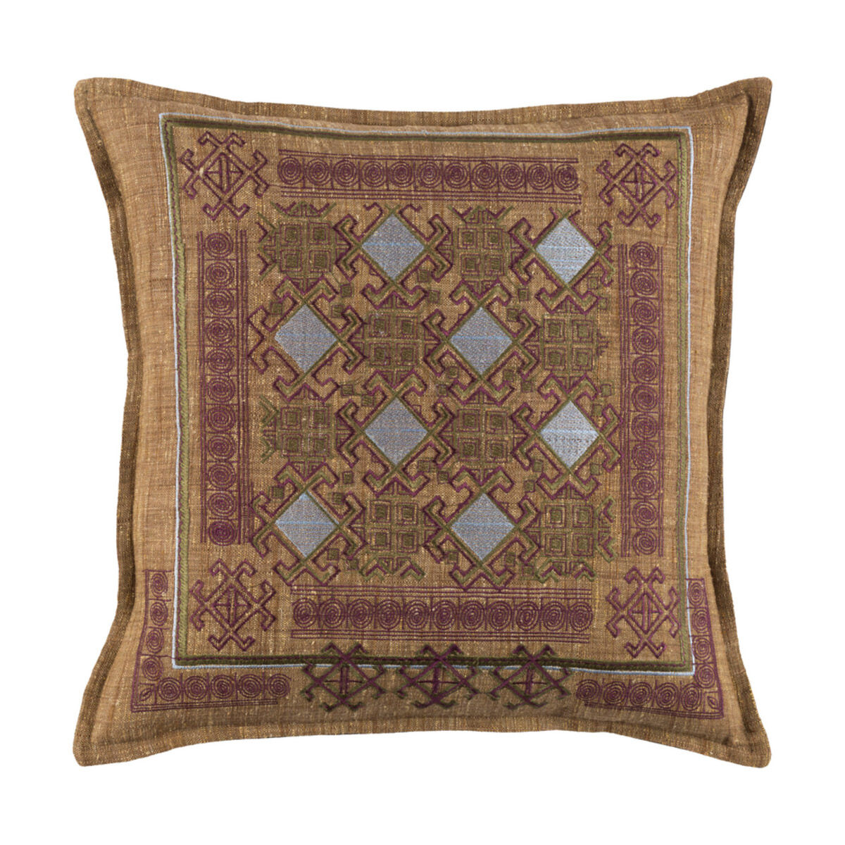 Litavka 20 X 20 inch Camel and Burgundy Throw Pillow