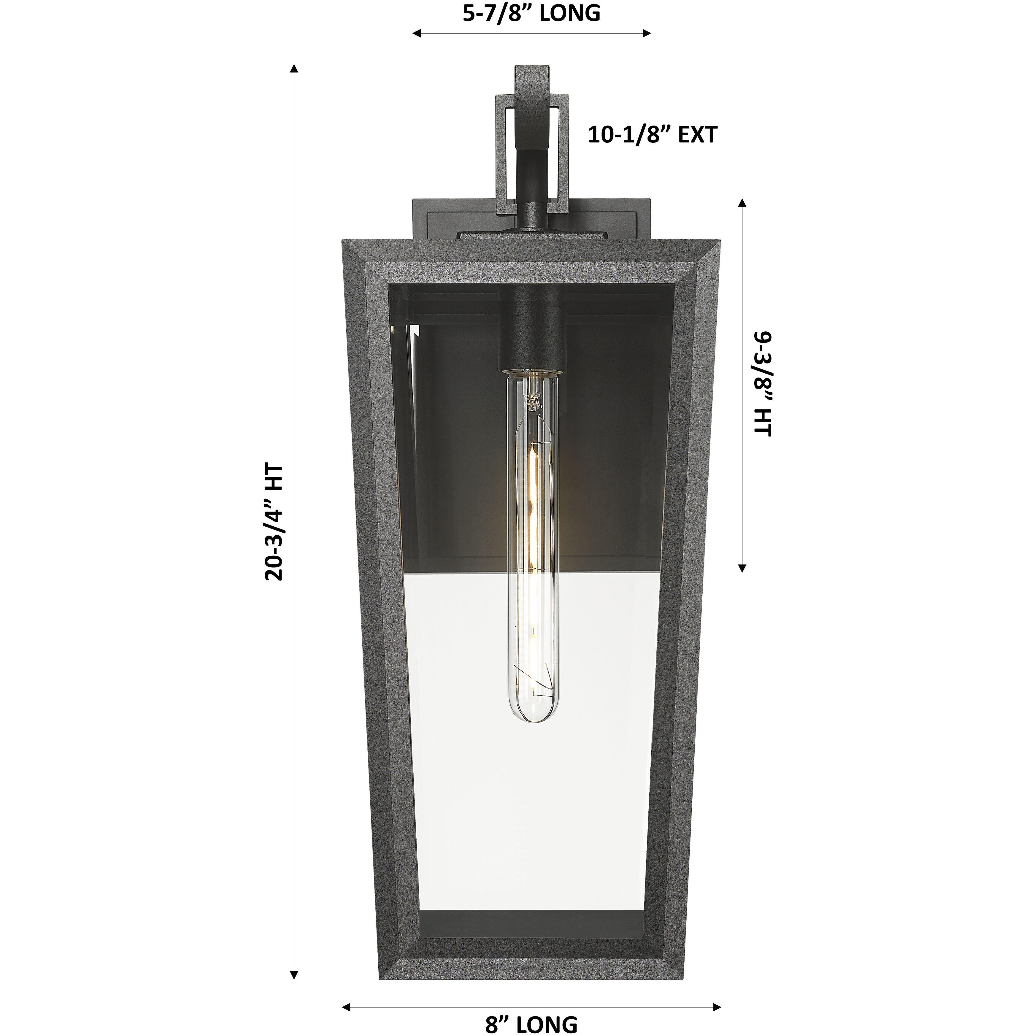 Madison 1 Light 20.75 inch Matte Black Outdoor Sconce in Clear Glass