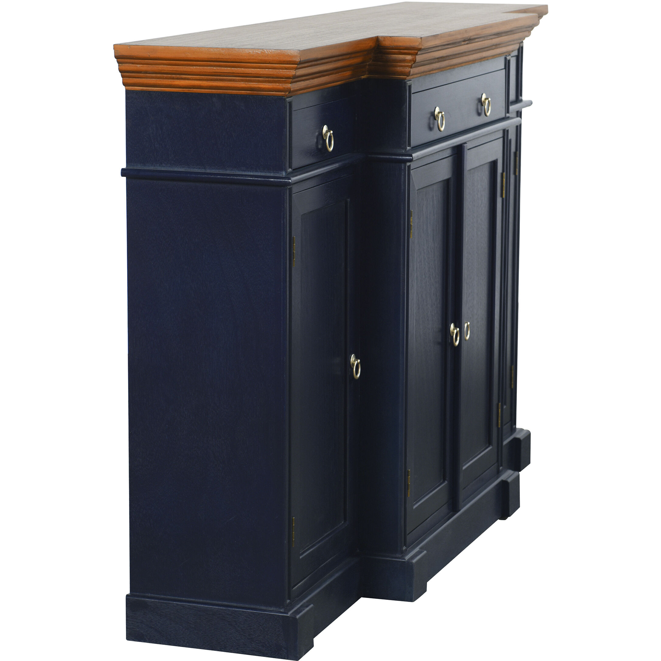 Cameron Dark Blue and Natural Wood Cabinet