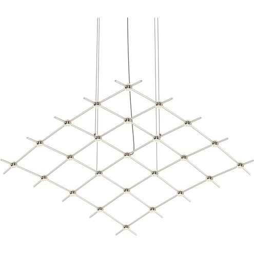 Constellation Aquarius Medius LED 121.75 inch Satin Nickel Chandelier Ceiling Light in 3000K, 20 ft. Cord, Clear Faceted Acrylic