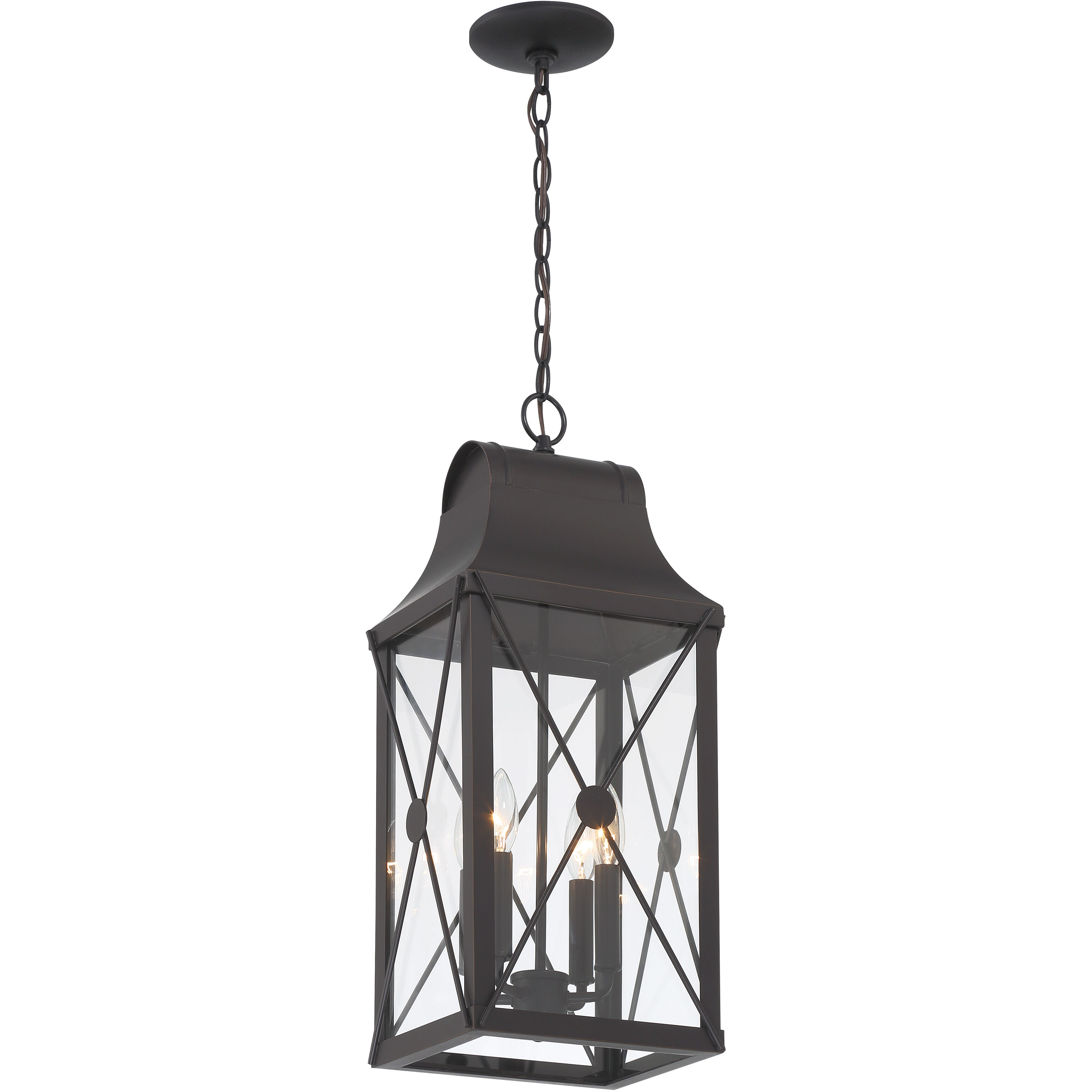 De Luz 4 Light 10.5 inch Oil Rubbed Bronze/Gold Outdoor Chain Hung, The Great Outdoors