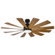 Windflower 60 inch Matte Black and Distressed Koa with Distressed Koa Blades Downrod Ceiling Fan in 3500K, Matte Black Distressed Koa