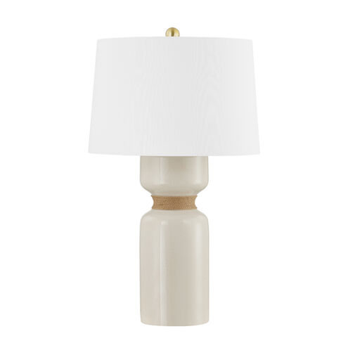 Mindy 27.75 inch 60.00 watt Aged Brass and Ceramic Ivory Crackle Table Lamp Portable Light