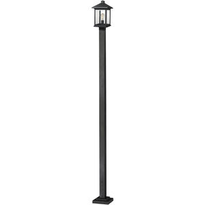Portland 1 Light 112 inch Black Outdoor Post Mounted Fixture in Clear Beveled Glass, 15.44