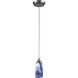 Milan 1 Light 3 inch Satin Nickel Mini Pendant Ceiling Light in White And Blue Glass