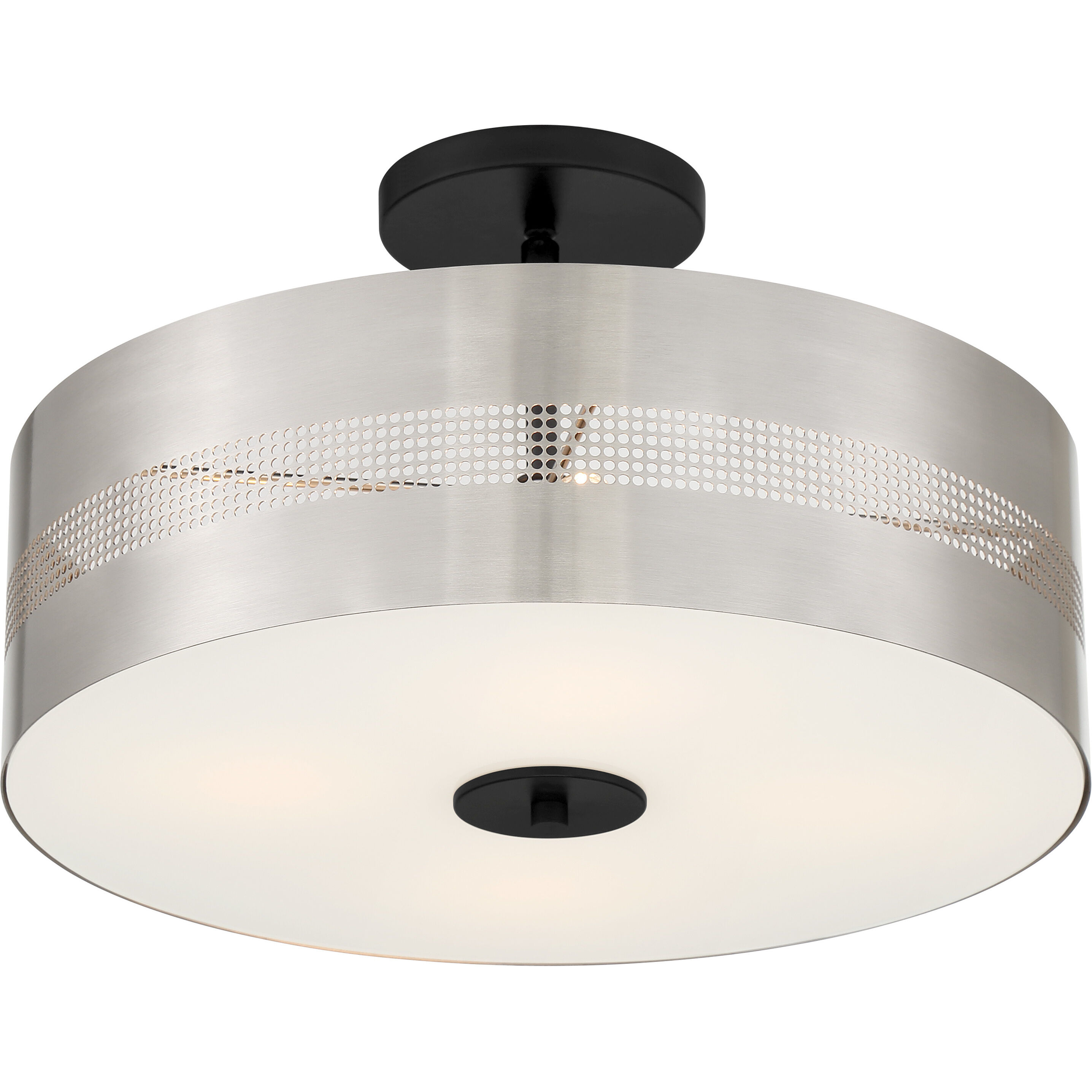 Grid 3 4 Light 16 inch Coal With Brushed Nickel Pendant / Semi Flush Ceiling Light