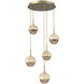 Cabochon LED Gilded Brass with Travertine Stone Pendant Chandelier Ceiling Light in 3000K LED, Bronze