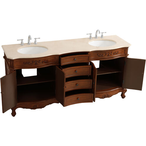 Danville 72 X 72 X 36 inch Teak and Antique Bronze Vanity Sink Set