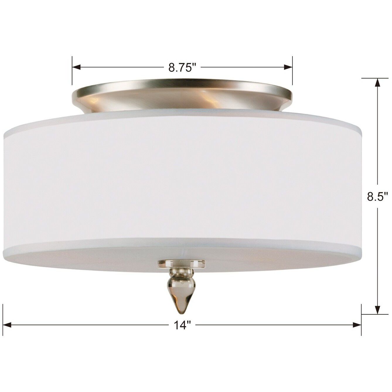 Luxo 3 Light 14 inch Satin Nickel Semi Flush Ceiling Light