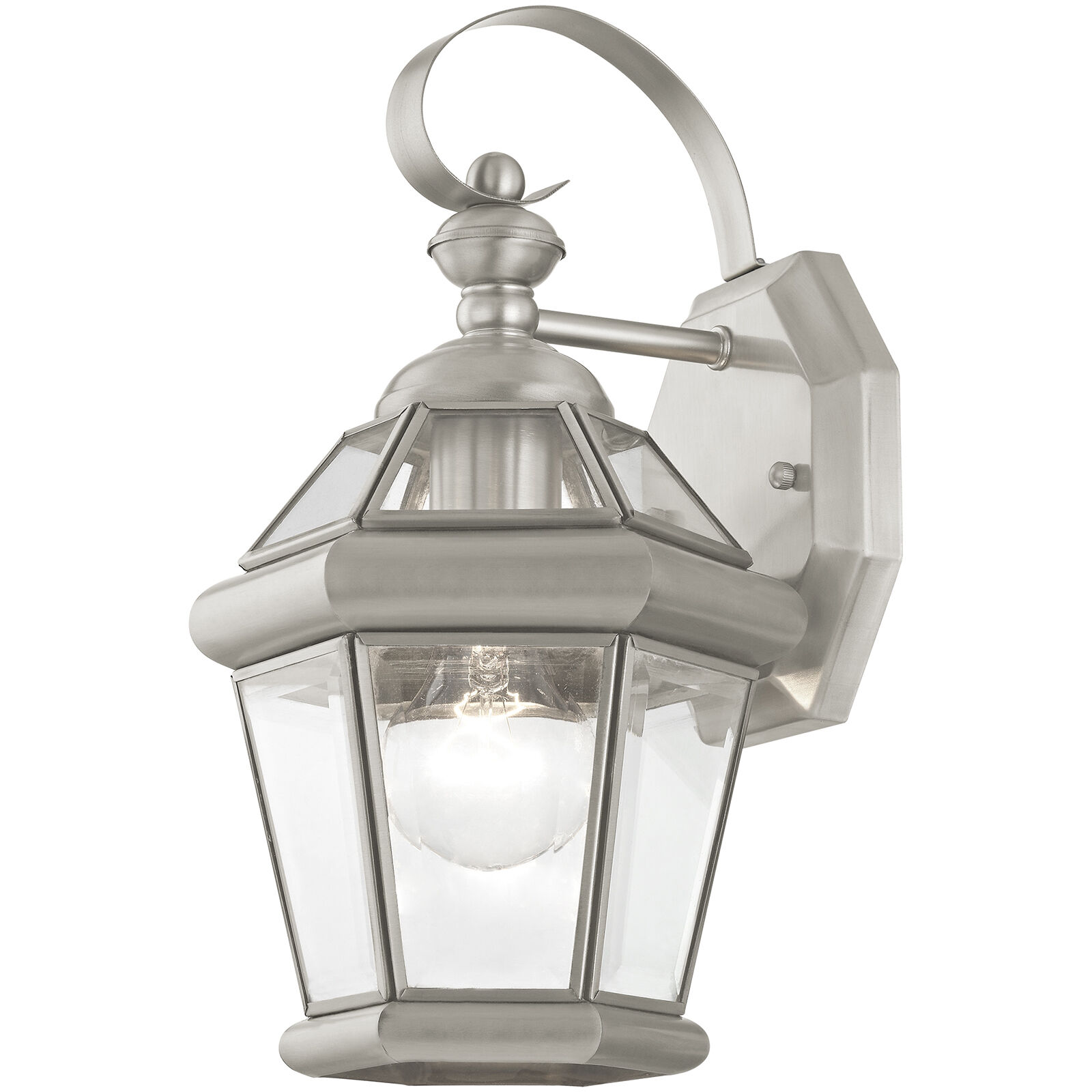 Georgetown 1 Light 12 inch Brushed Nickel Outdoor Wall Lantern
