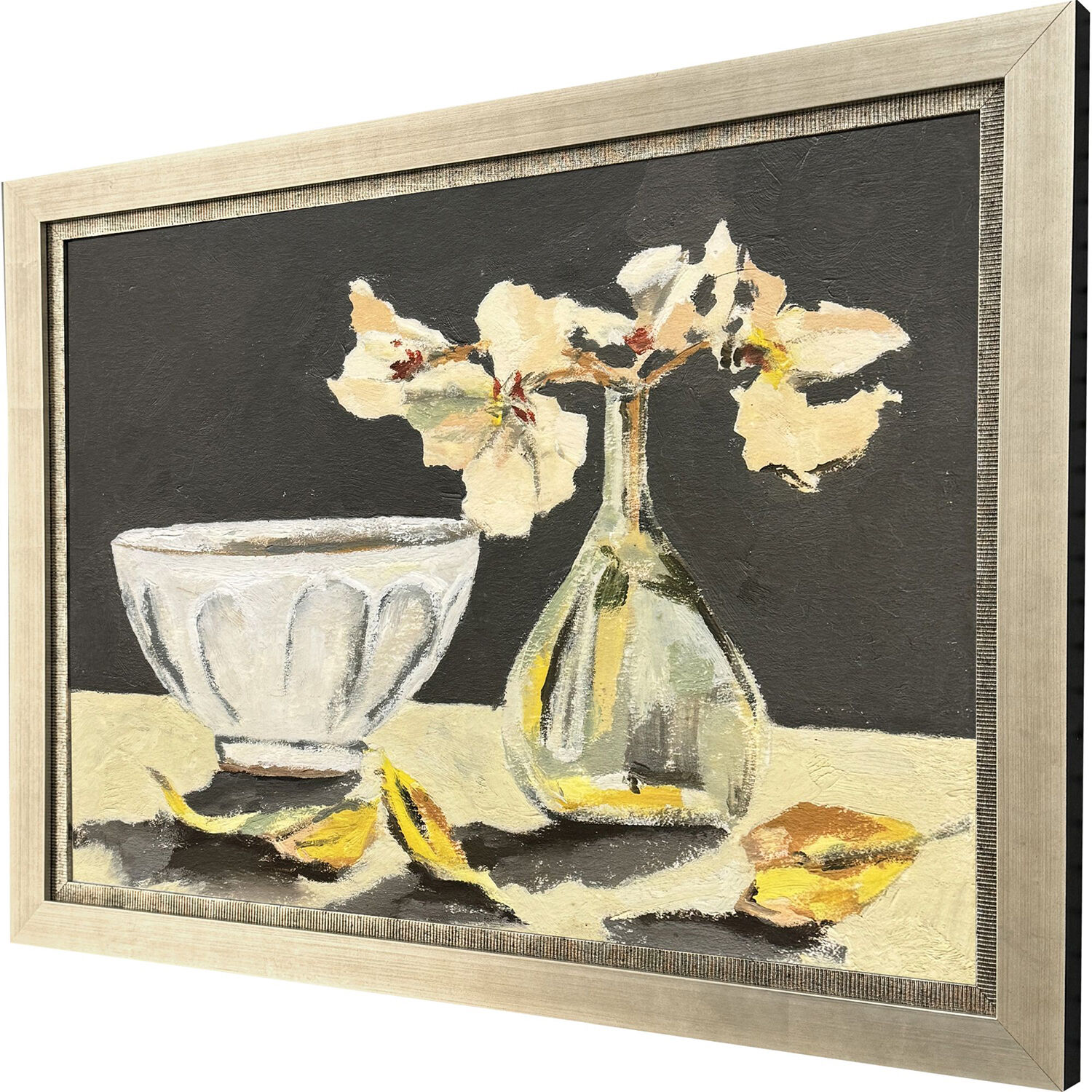 Elegy in Neutral Yellow and Beige and Gray and Multi Framed Art