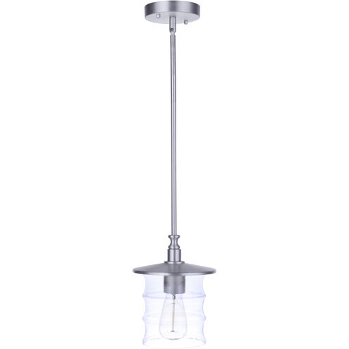 Canon 1 Light 7.5 inch Satin Aluminum Outdoor Pendant