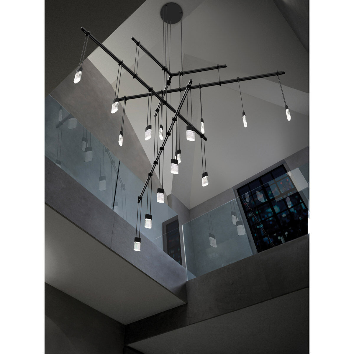 Suspenders LED 36 inch Satin Black Pendant Ceiling Light