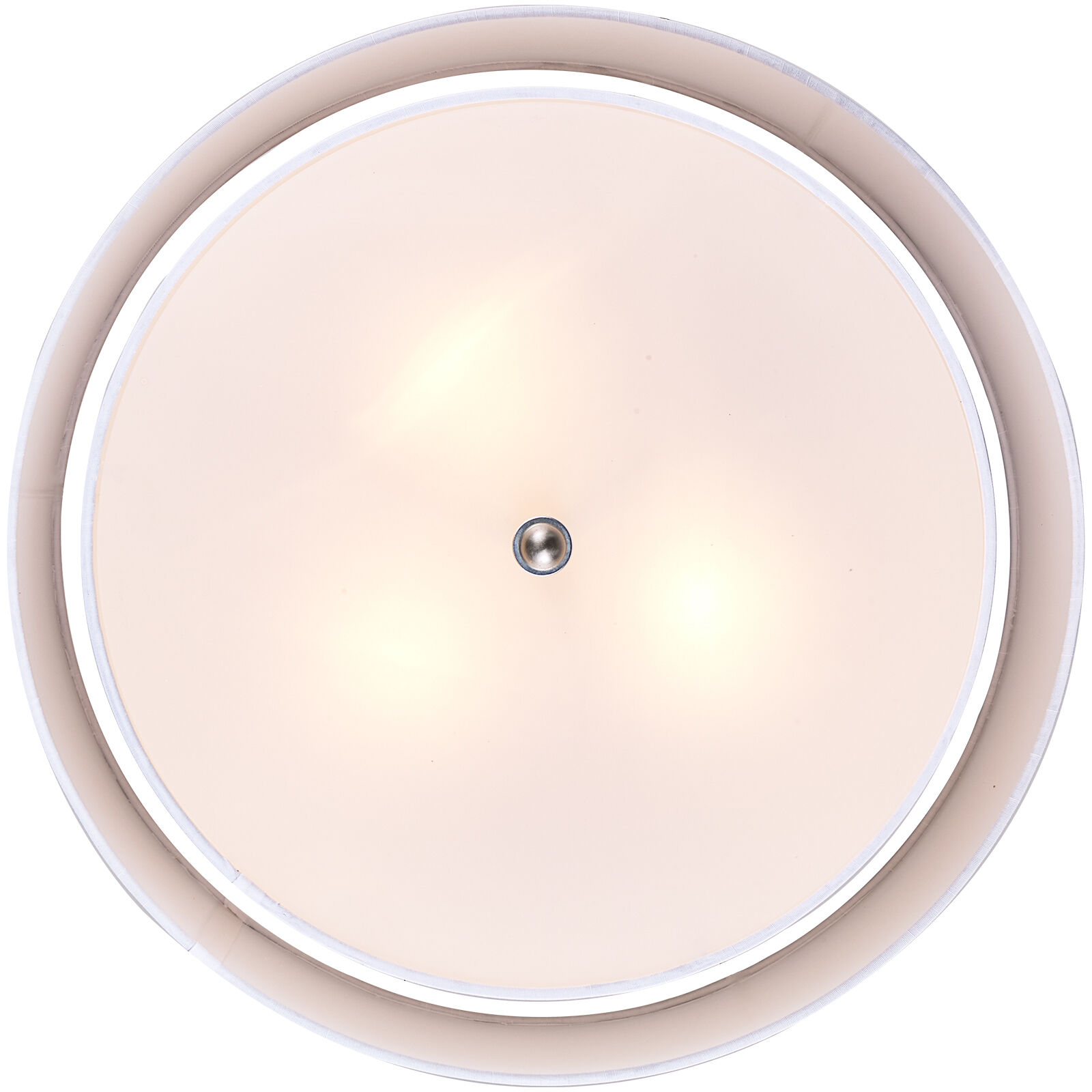 Schiffer 3 Light 18 inch Brushed Nickel Pendant Ceiling Light in Ivory Fabric Drum - Double Shade