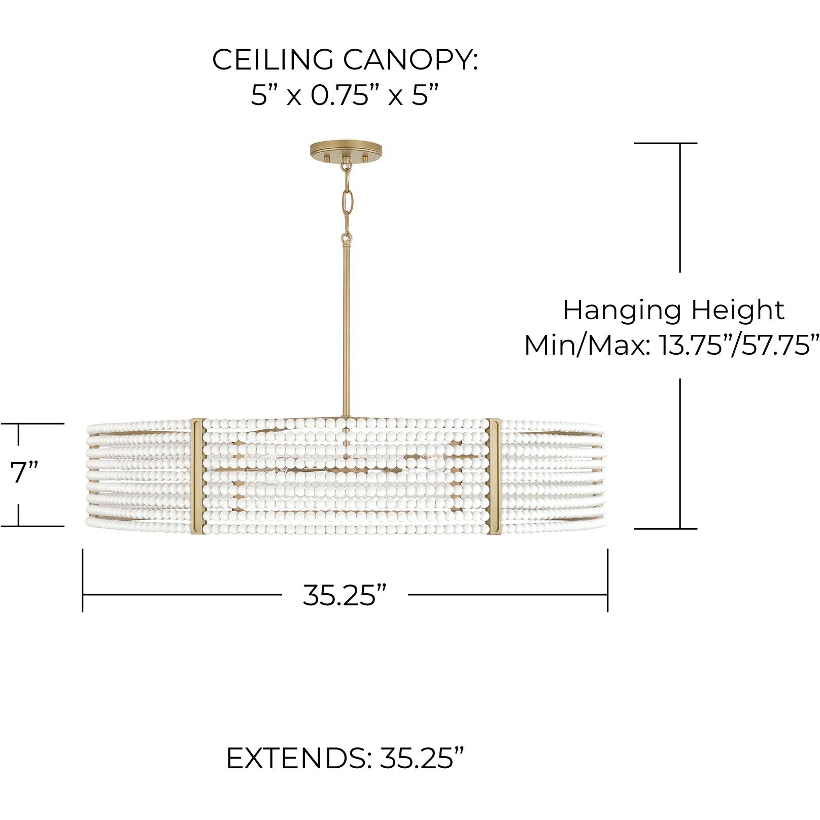 Brynn 6 Light 35 inch Aged Brass Painted Chandelier Ceiling Light