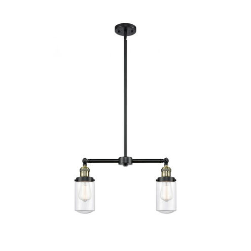Franklin Restoration Dover 2 Light 21 inch Black Antique Brass Island Light Ceiling Light in Clear Glass, Franklin Restoration