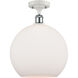 Ballston Athens LED 11.75 inch White and Polished Chrome Semi-Flush Mount Ceiling Light in Matte White Glass