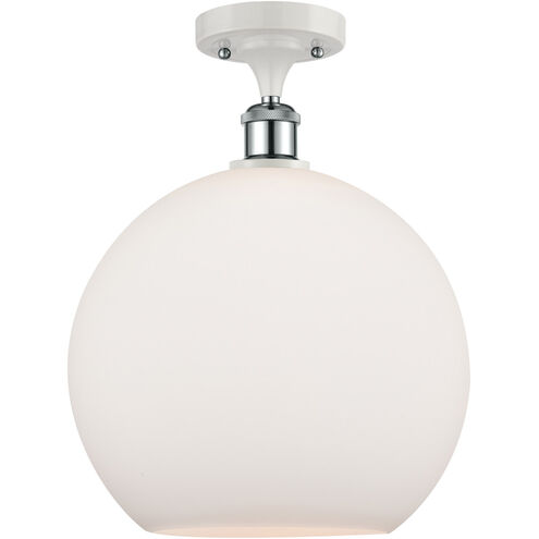 Ballston Athens LED 11.75 inch White and Polished Chrome Semi-Flush Mount Ceiling Light in Matte White Glass