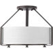 Ratio 3 Light 16 inch Antique Bronze Semi-Flush Convertible Pendant Ceiling Light, Design Series