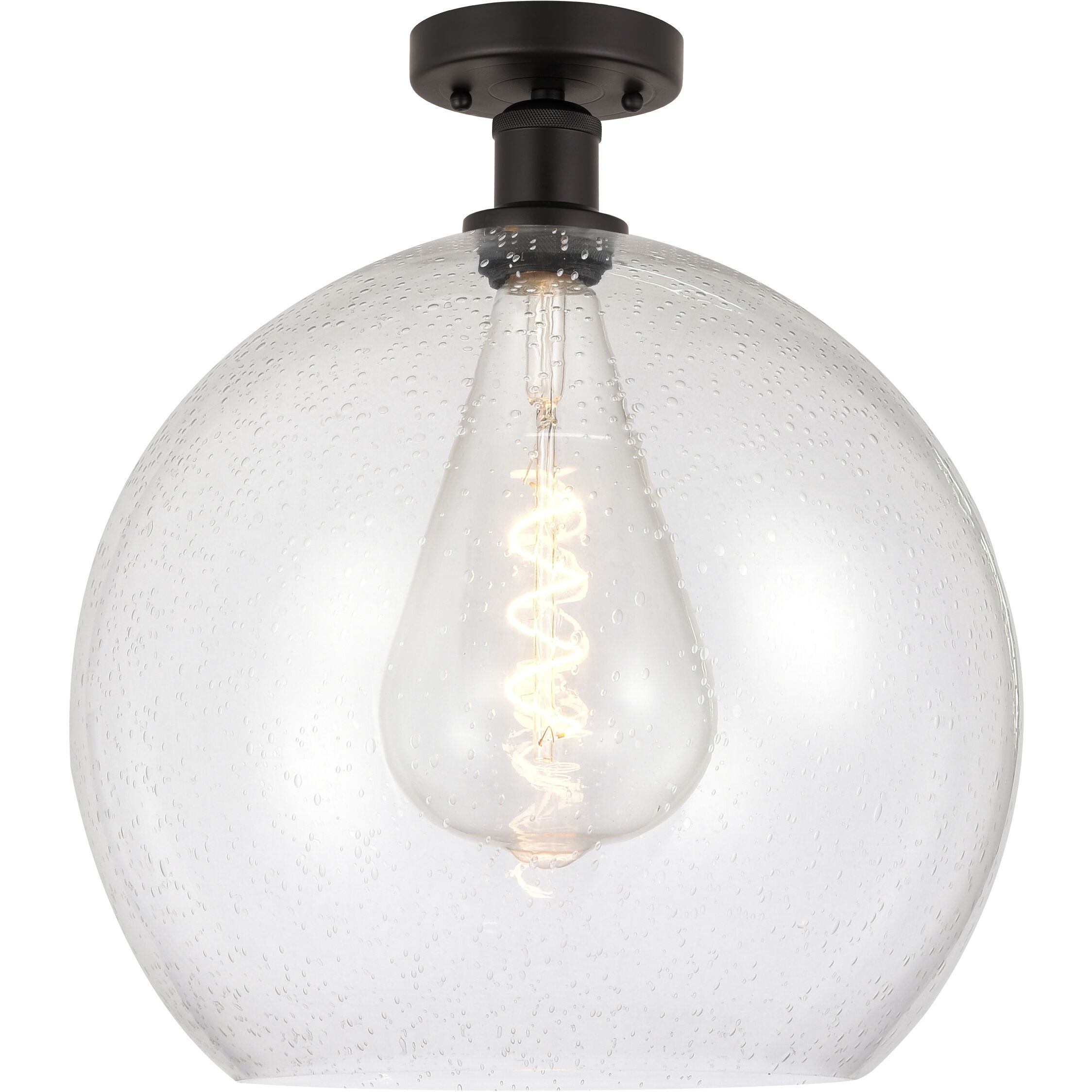 Edison Athens 1 Light 14 inch Oil Rubbed Bronze Semi-Flush Mount Ceiling Light in Seedy Glass