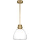 Avroko Morgan LED 12 inch Hand-Rubbed Antique Brass with Clear Glass Pendant Ceiling Light