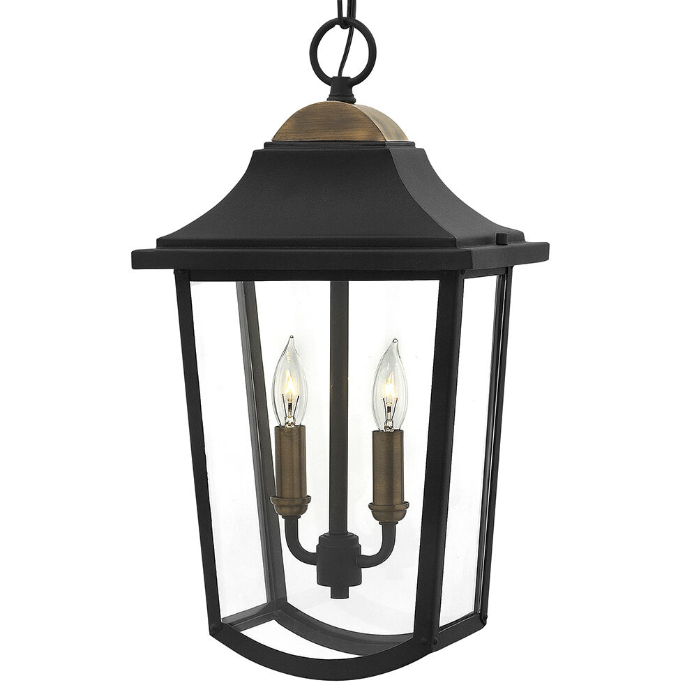 Burton 2 Light 10 inch Black Outdoor Hanging Lantern