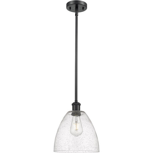 Ballston Dome 1 Light 9 inch Matte Black Mini Pendant Ceiling Light in Seedy Glass