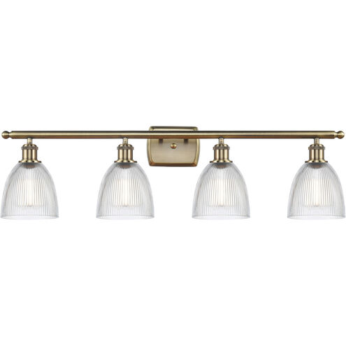 Ballston Castile 4 Light 36 inch Antique Brass Bath Vanity Light Wall Light in Incandescent, Clear Glass, Ballston
