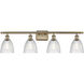 Ballston Castile 4 Light 36 inch Antique Brass Bath Vanity Light Wall Light in Incandescent, Clear Glass, Ballston