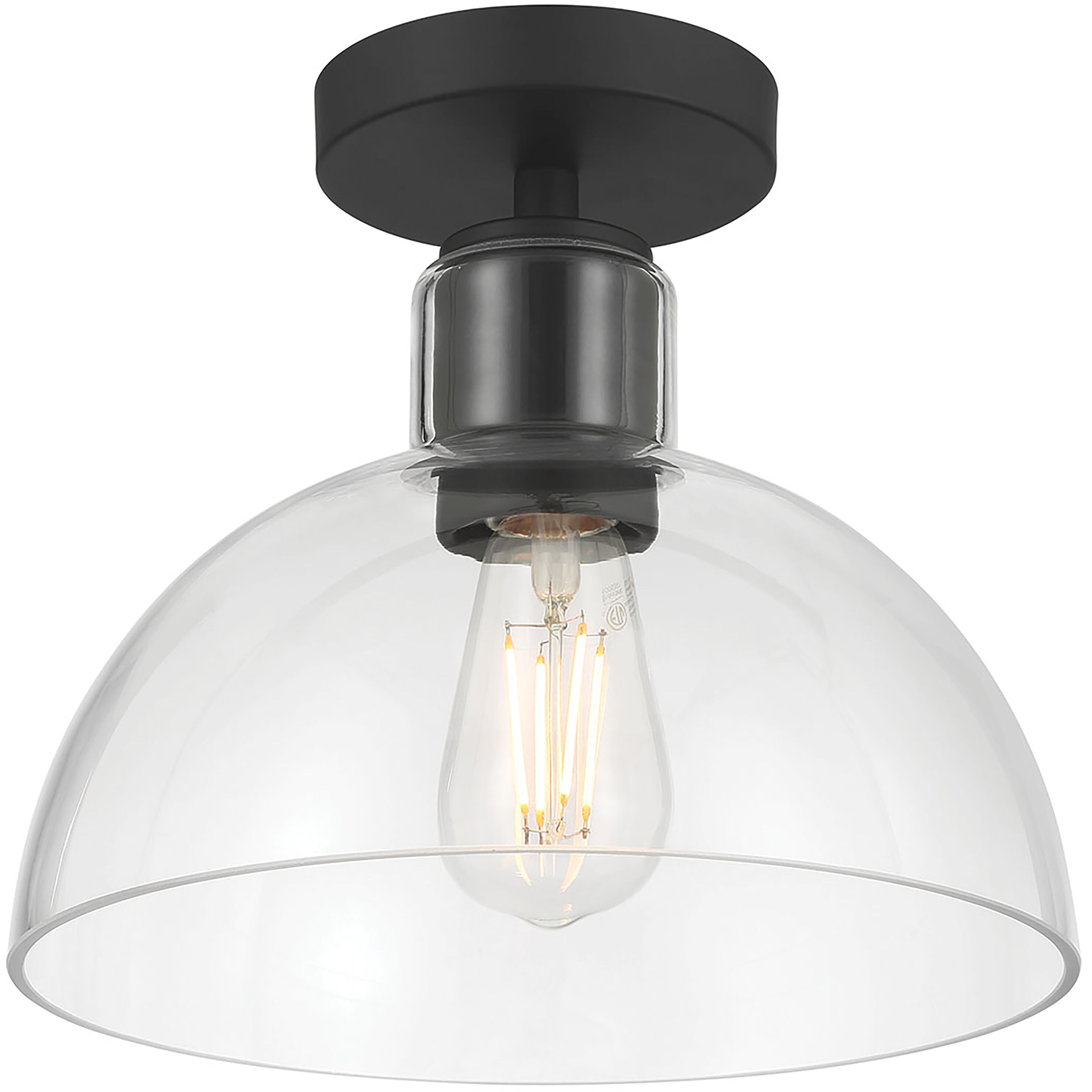 Knightsdale 1 Light 10 inch Matte Black Semi-Flush Mount Ceiling Light