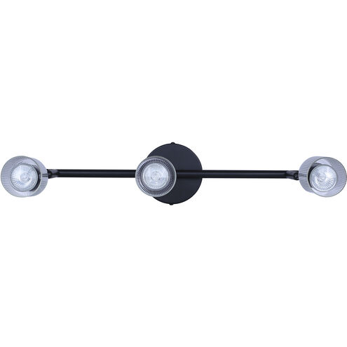 Owen 3 Light Black and Wood Track Lighting Ceiling Light