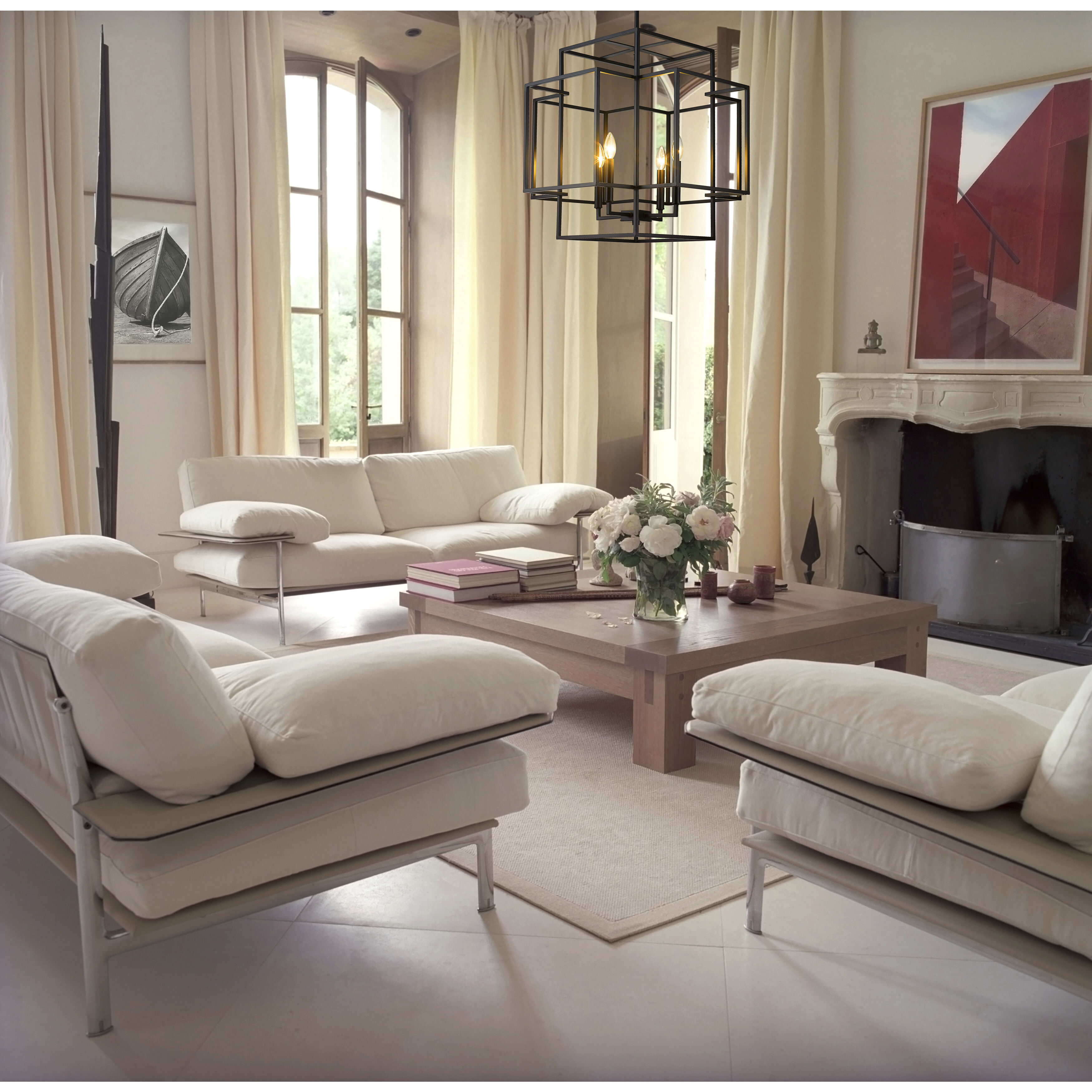 Titania 4 Light 22 inch Matte Black Chandelier Ceiling Light